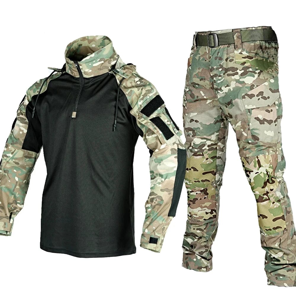 Tactical Shirt Pants Suit Men Camo Long Sleeve Military Training Uniform Outdoor Army Fans Combat Tops Trousers Sets Workwear CP Suits / M
