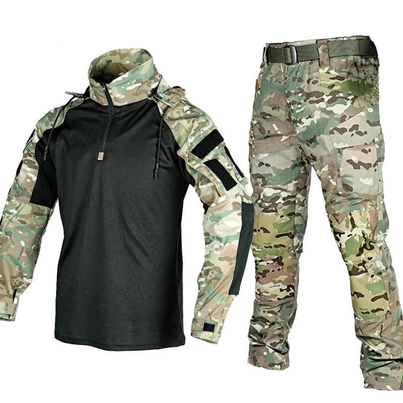 Tactical Shirt Pants Suit Men Camo Long Sleeve Military Training Uniform Outdoor Army Fans Combat Tops Trousers Sets Workwear CP Suits / M
