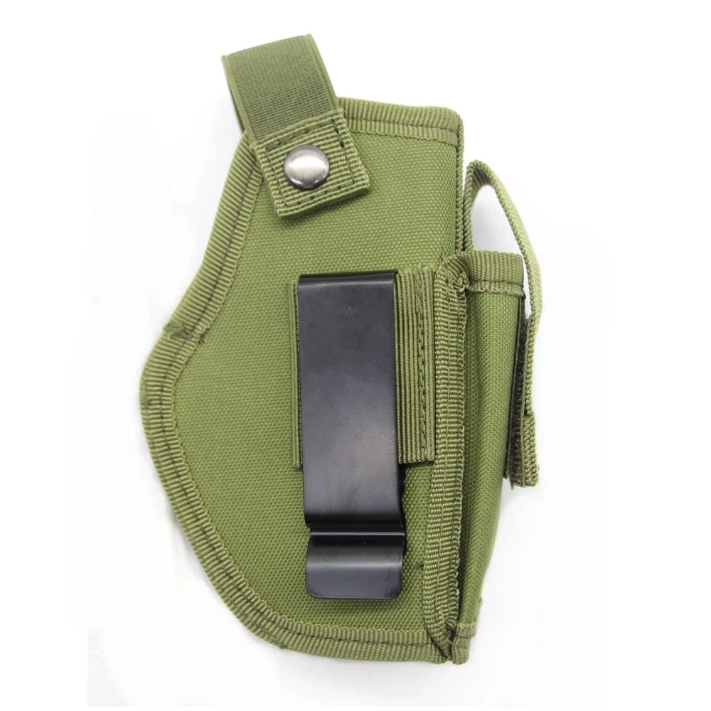 Tactical Universal Gun Holster for Glock 17 19 Beretta M9 1911 P226 Left Right Hand Waist Concealed Carry Pistol 9mm Mag Pouch Green Color