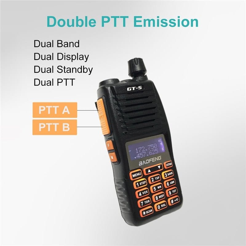 Talkie-walkie double PTT HF GT-5 BAOFENG