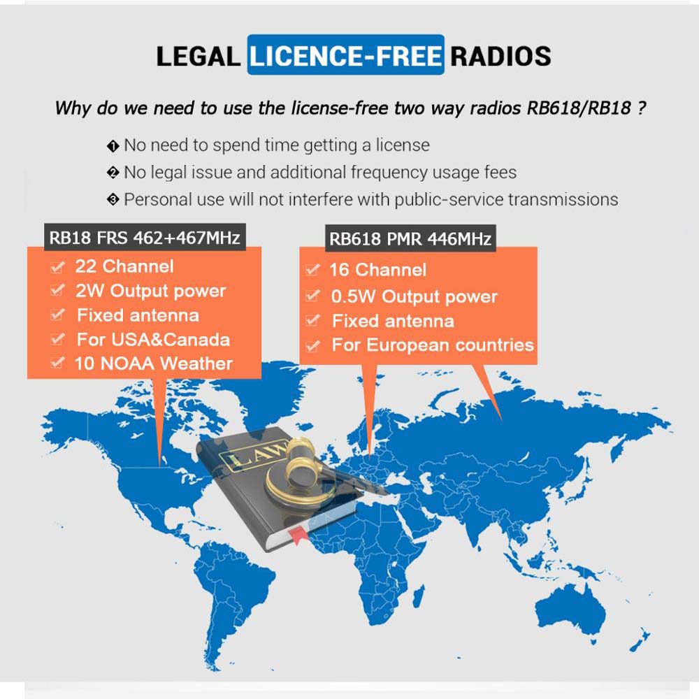 Talkie Walkie PMR 446 RB618 longue portée