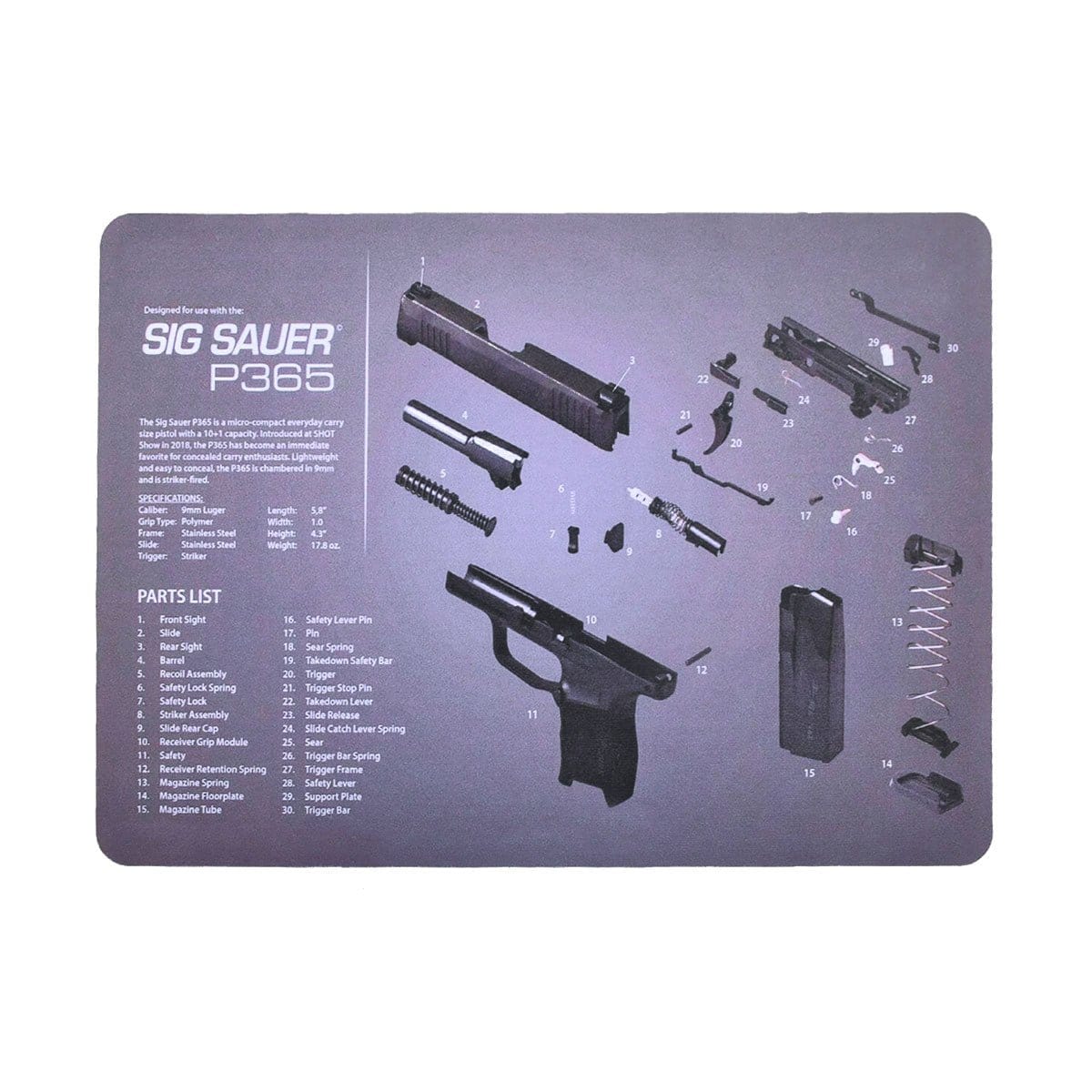 Tapis nettoyage P365 1911 Glock Sia sauer P365