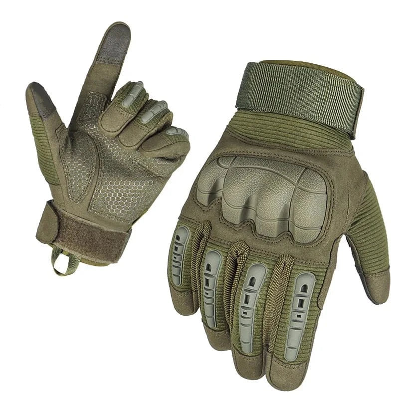 Touch Screen Tactical Full Finger Gloves Hard Rubber Paintball Airsoft Bicycle Combat Anti-skid Cycling Work Glove Men Army green / L