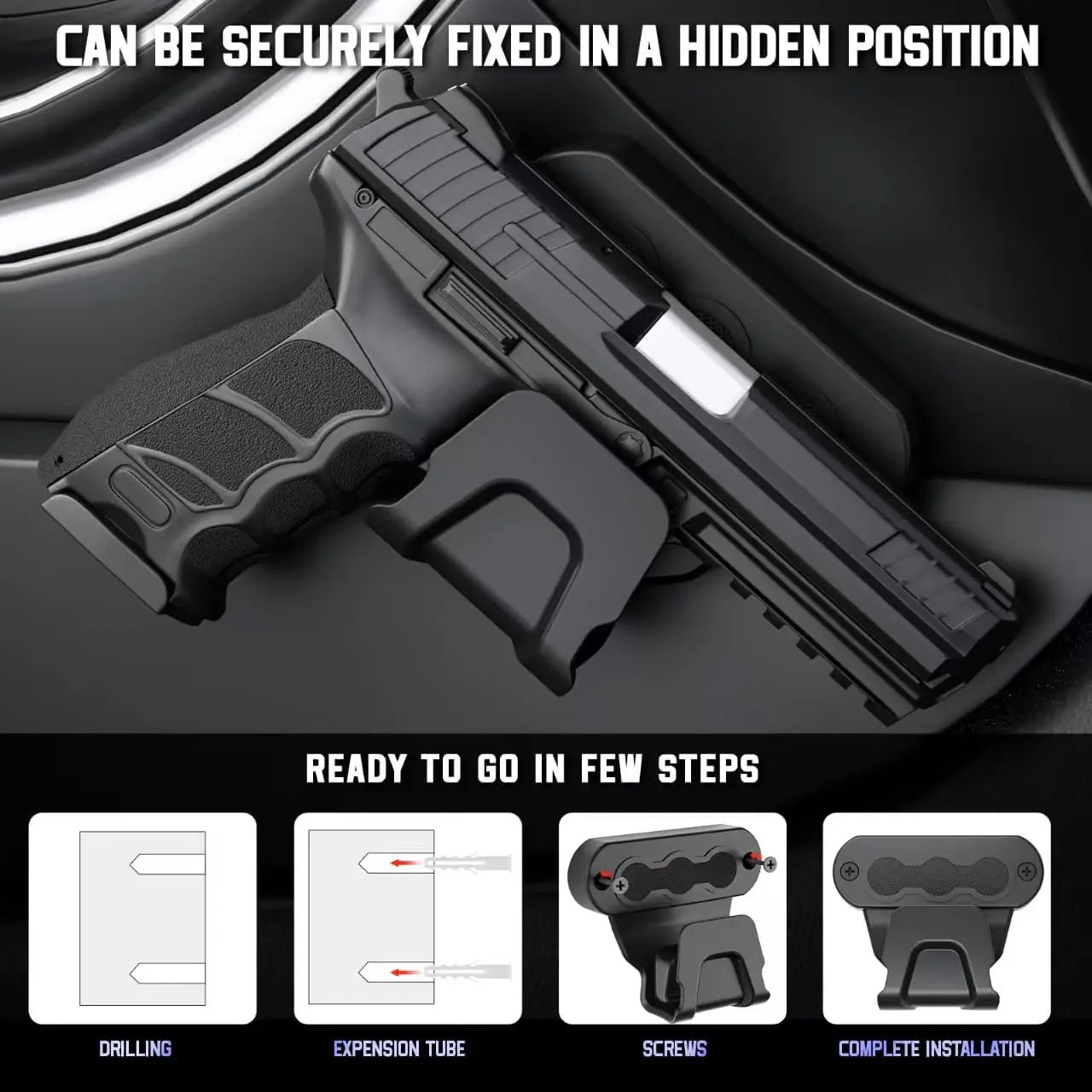 Universal Gun Magnet Mount Magnetic Pistol Holder Glock Stand 15Lbs Wall/Car Handgun Holster with Trigger Guard Protection