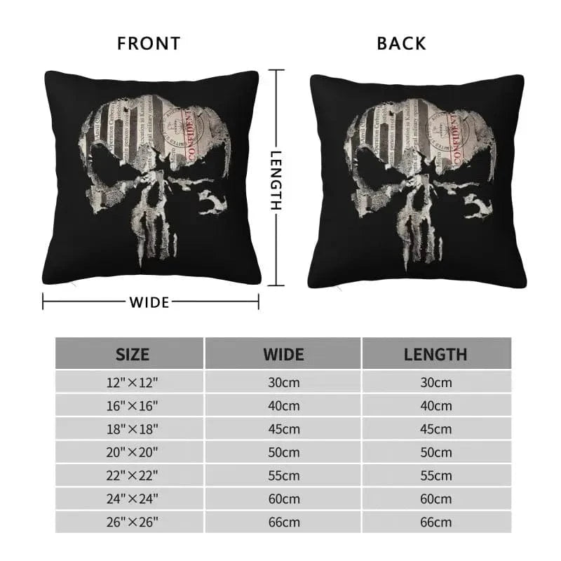 Vintage Punisher Skeleton Skull Throw Pillow Covers Decoracion 3D Print Sofa Cushion Cover Polyester Soft Pillowslip Dakimakura