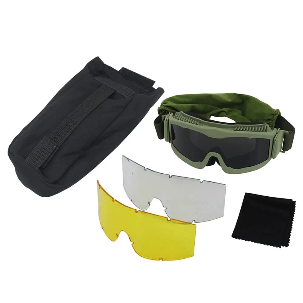 VULPO Tactical Goggles Airsoft Paintball Shooting Goggles Windproof Anti Fog Glasses Hiking Mountaineering Glasses 1 Set Green