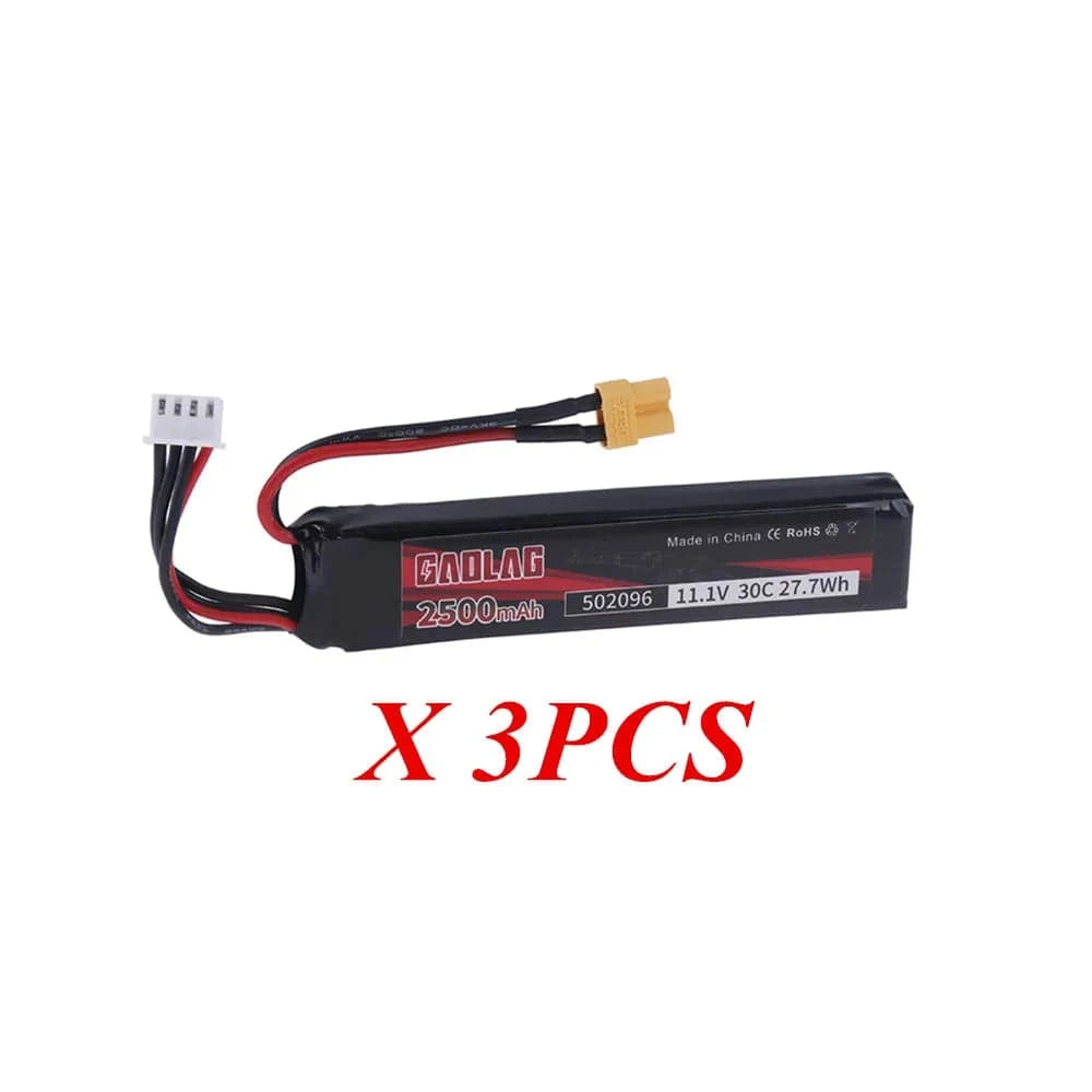 Water Gun Airsoft 11.1V 3S 2500mAh 30C 502096 LiPo battery T/Tamiya/XT30 Plug for Airsoft BB Air Pistol Electric Toys Guns Parts 3pcs XT30