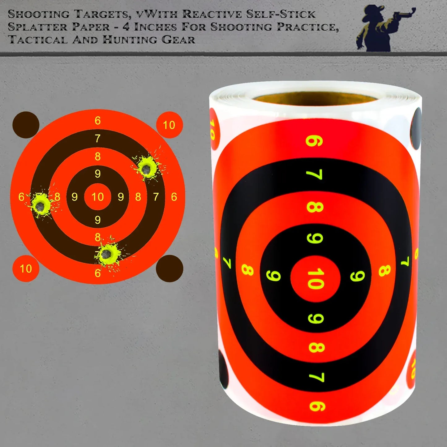 100Pcs 4inch Marking Splash Target Stickers for Shooting Practice, Shooting Target Training Supplies Stickers, Fluorescent Color Labels (Can Be Used for Real Gun Practice and Air Gun Practice) 00256