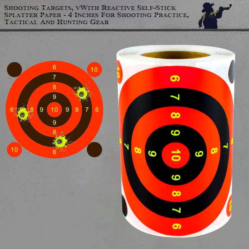 100Pcs 4inch Marking Splash Target Stickers for Shooting Practice, Shooting Target Training Supplies Stickers, Fluorescent Color Labels (Can Be Used for Real Gun Practice and Air Gun Practice) 00256