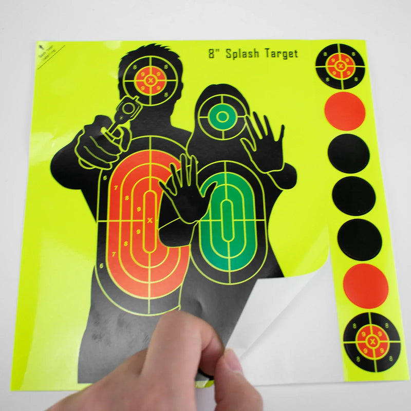 10Pcs 8in Rescue Human Quality Can Be Attached to Shooting Practice Target Paper Splash Self-Adhesive Target Stickers Shooting Aiming Training Supplies Stickers Fluorescent Label Stickers