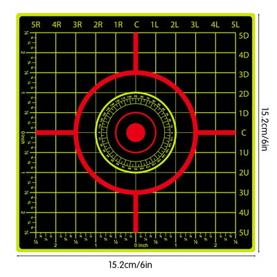 10Pcs Square Inch Ruler Angle Aiming Shooting Practice Splash Target Sticker 6inch Shooting Target Training Supplies Sticker Fluorescent Color Label (Can Be Used for Real Gun Practice and Air Gun Practice) 00150