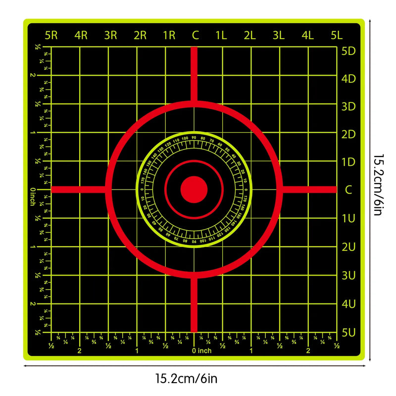 10Pcs Square Inch Ruler Angle Aiming Shooting Practice Splash Target Sticker 6inch Shooting Target Training Supplies Sticker Fluorescent Color Label (Can Be Used for Real Gun Practice and Air Gun Practice) 00150