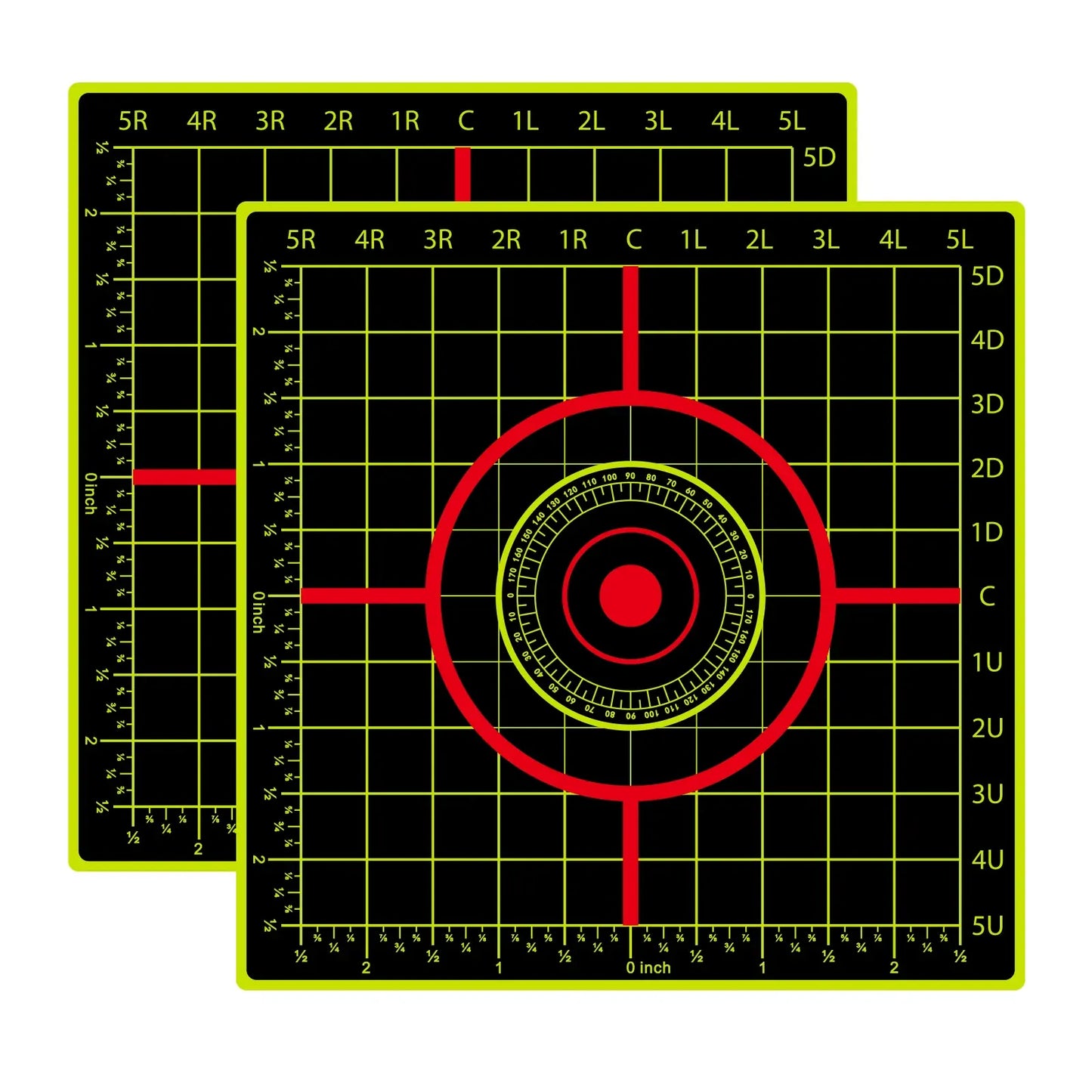 10Pcs Square Inch Ruler Angle Aiming Shooting Practice Splash Target Sticker 6inch Shooting Target Training Supplies Sticker Fluorescent Color Label (Can Be Used for Real Gun Practice and Air Gun Practice) 00150