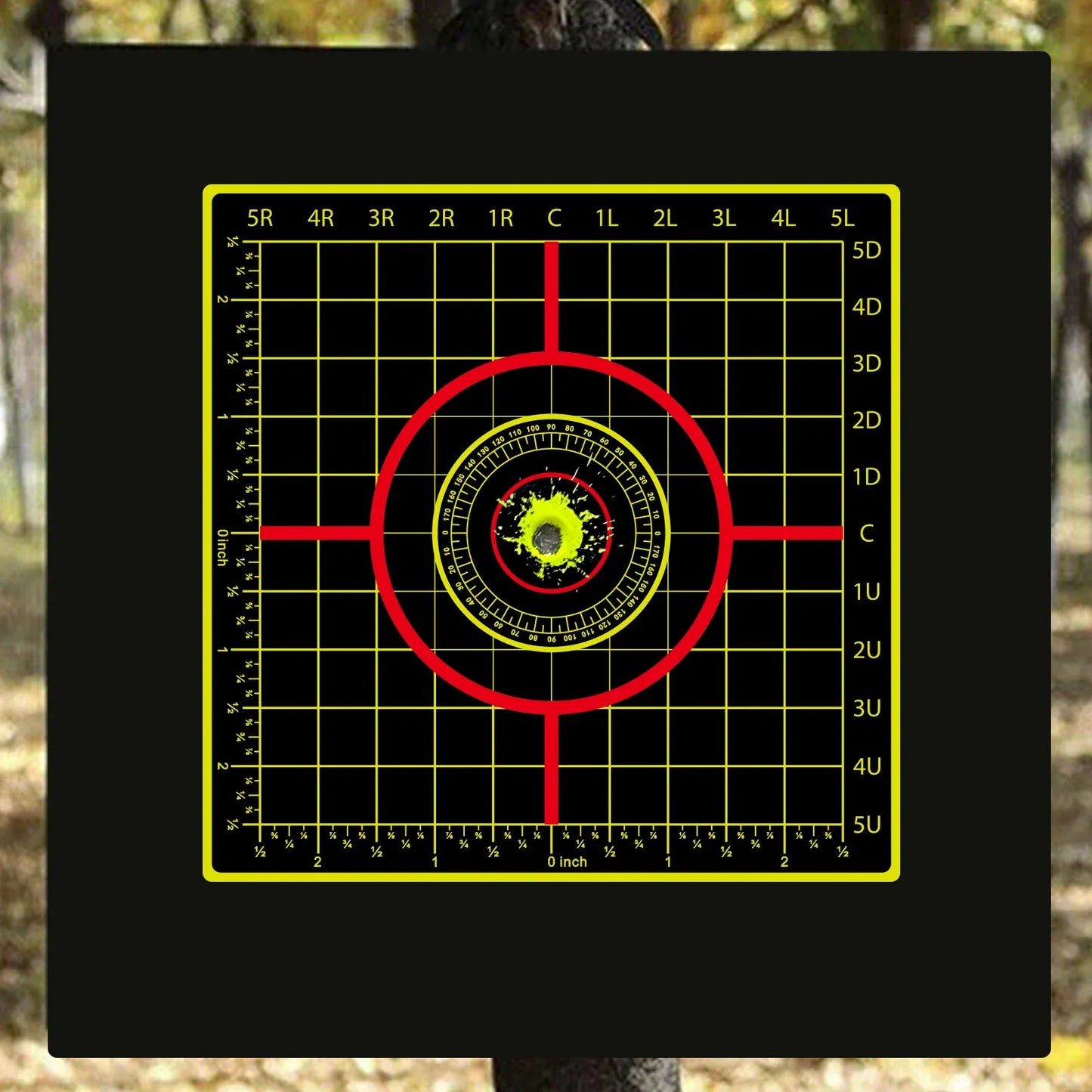 10Pcs Square Inch Ruler Angle Aiming Shooting Practice Splash Target Sticker 6inch Shooting Target Training Supplies Sticker Fluorescent Color Label (Can Be Used for Real Gun Practice and Air Gun Practice) 00150