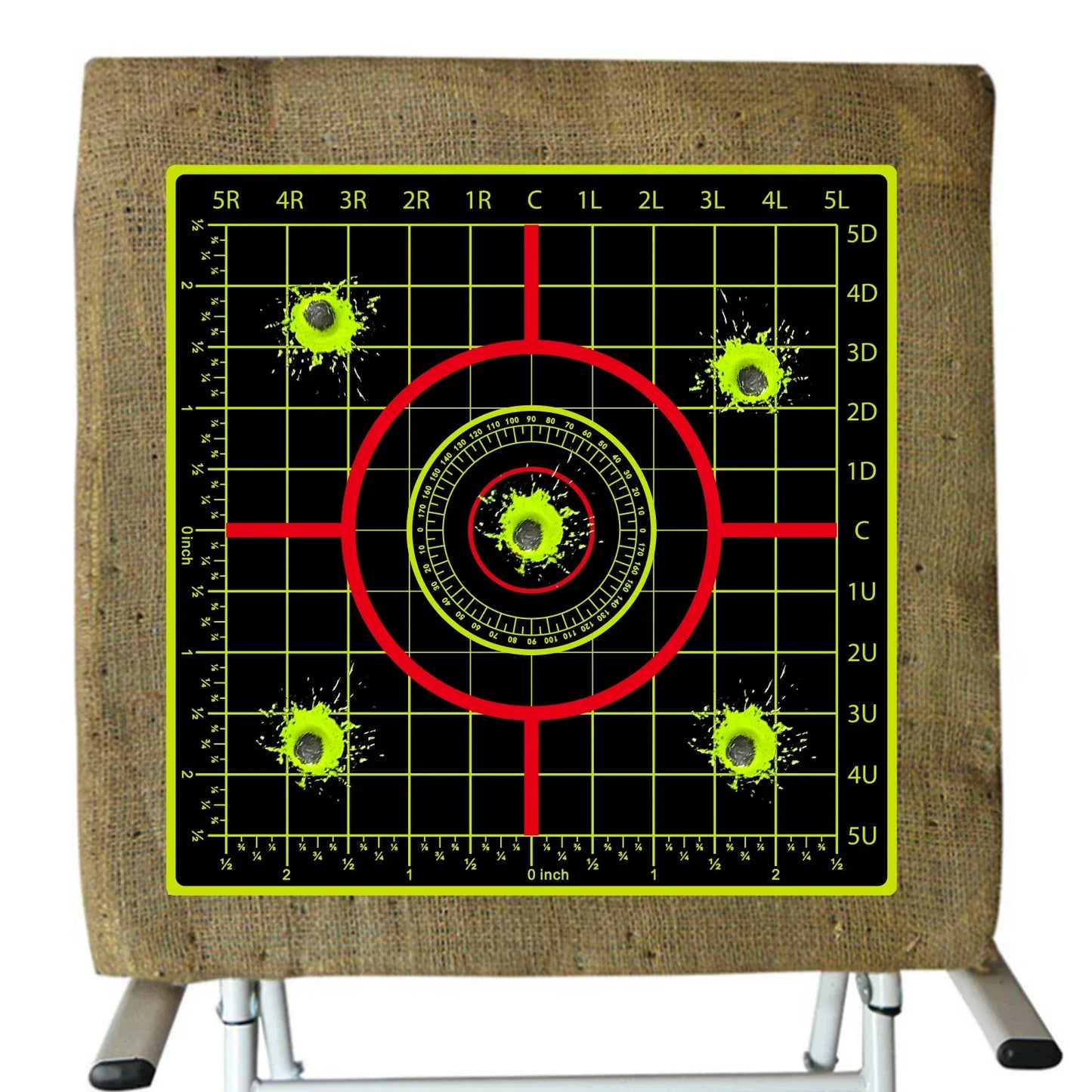10Pcs Square Inch Ruler Angle Aiming Shooting Practice Splash Target Sticker 6inch Shooting Target Training Supplies Sticker Fluorescent Color Label (Can Be Used for Real Gun Practice and Air Gun Practice) 00150