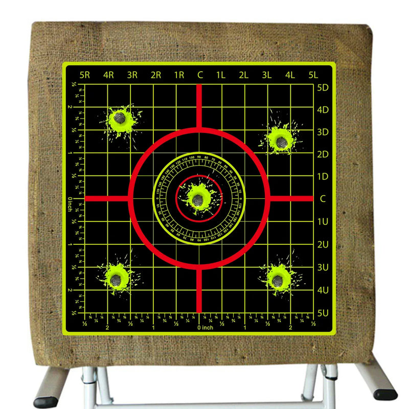 10Pcs Square Inch Ruler Angle Aiming Shooting Practice Splash Target Sticker 6inch Shooting Target Training Supplies Sticker Fluorescent Color Label (Can Be Used for Real Gun Practice and Air Gun Practice) 00150
