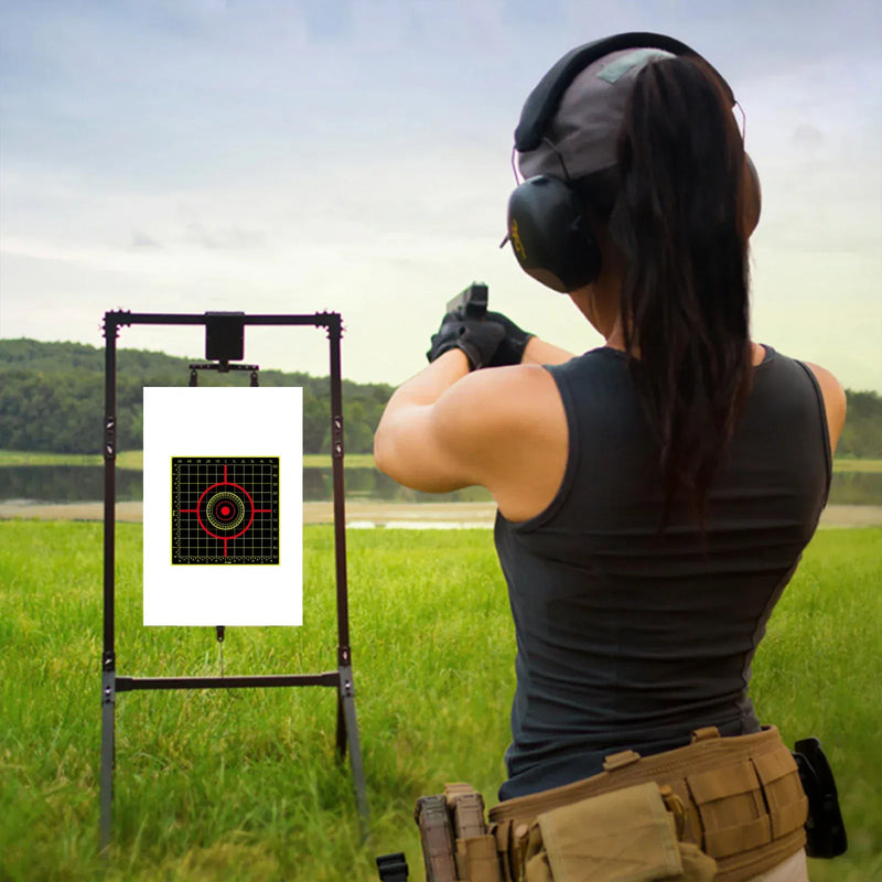 10Pcs Square Inch Ruler Angle Aiming Shooting Practice Splash Target Sticker 6inch Shooting Target Training Supplies Sticker Fluorescent Color Label (Can Be Used for Real Gun Practice and Air Gun Practice) 00150