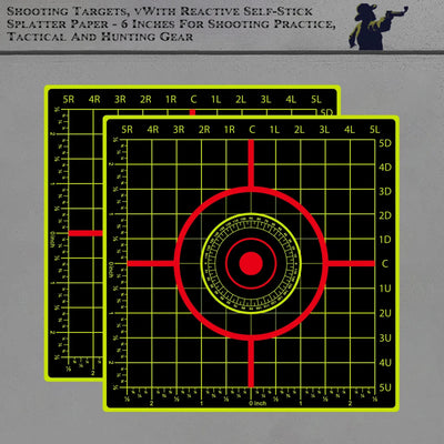 10Pcs Square Inch Ruler Angle Aiming Shooting Practice Splash Target Sticker 6inch Shooting Target Training Supplies Sticker Fluorescent Color Label (Can Be Used for Real Gun Practice and Air Gun Practice) 00150