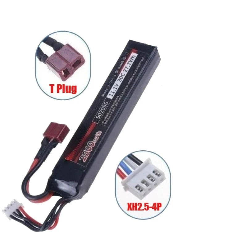 11.1V 2500mAh Lipo Battery for Water Gun Airsoft T Plug for Airsoft BB Air Pistol Electric Toys Guns Parts 1pcs T battery 11.1V / CHINA