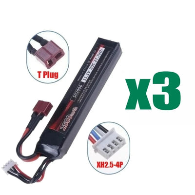 11.1V 2500mAh Lipo Battery for Water Gun Airsoft T Plug for Airsoft BB Air Pistol Electric Toys Guns Parts 3pcs T battery 11.1V / CHINA
