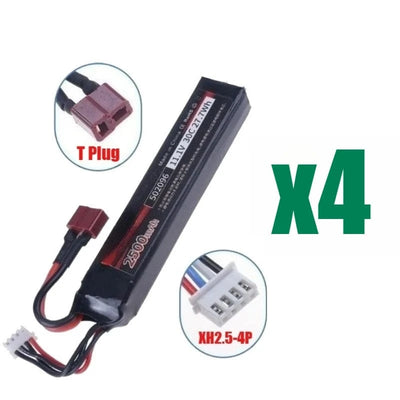 11.1V 2500mAh Lipo Battery for Water Gun Airsoft T Plug for Airsoft BB Air Pistol Electric Toys Guns Parts 4pcs T battery 11.1V / CHINA
