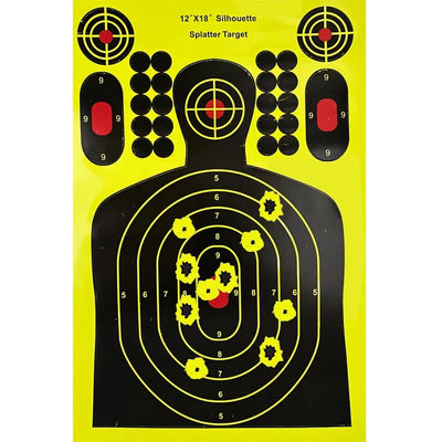12"X18" Self-Adhesive Splatter Splash & Reactive(Color Impact) Shooting Sticker Targets(Man Silhouette) 10 Pcs/Pack 12"X18" Self