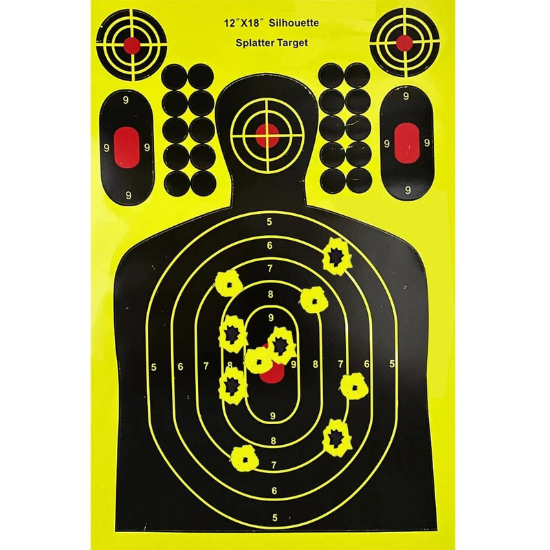 12"X18" Self-Adhesive Splatter Splash & Reactive(Color Impact) Shooting Sticker Targets(Man Silhouette) 10 Pcs/Pack 12"X18" Self