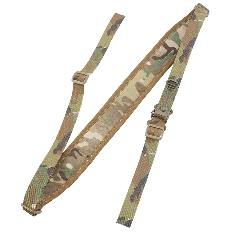 2 Point Rifle Sling Combat Modular Shoulder Rapid Adjust Rubber Pull Tab Padded Shoulder Strap Weapon Hunting  M4 AK Sling MC