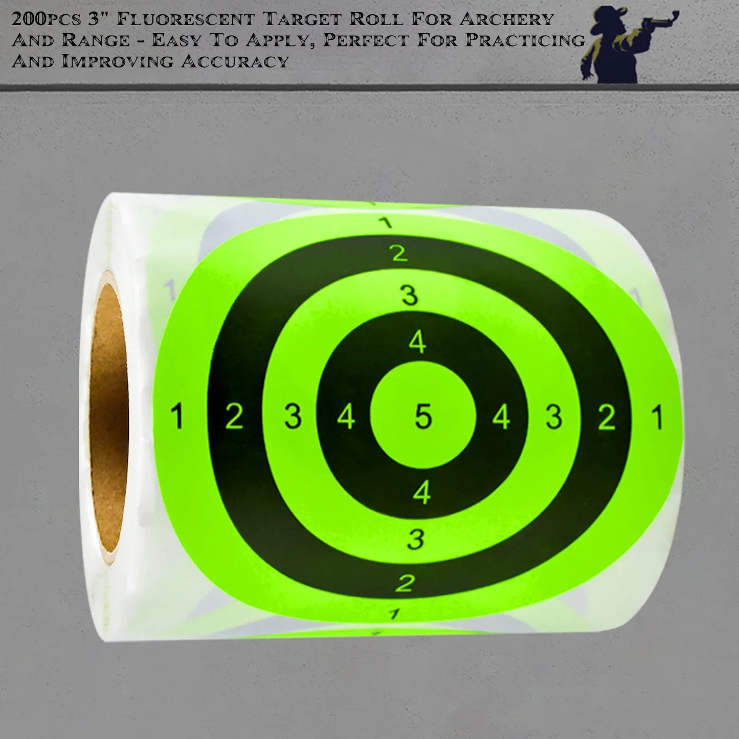 200Pcs 3inch Green Ring Digital Aiming Shooting Target Paper Shooting Practice Target Stickers Shooting Target Training Supplies Stickers Shooting Target Labels 00547