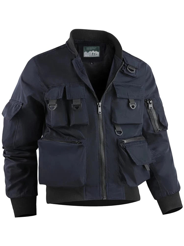 2023 Fall And Winter Men's Casual Versatile Trend Outdoor Military Cross-Country Sports Windproof Waterproof Tactical Jacket Dark Blue 8809 / Asian 2XL (67-77KG)