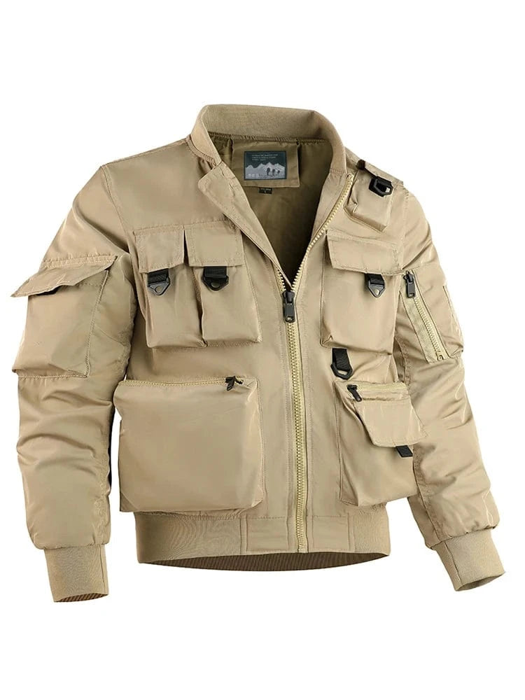 2023 Fall And Winter Men's Casual Versatile Trend Outdoor Military Cross-Country Sports Windproof Waterproof Tactical Jacket Khaki 8809 / Asian 6XL (95-100KG)