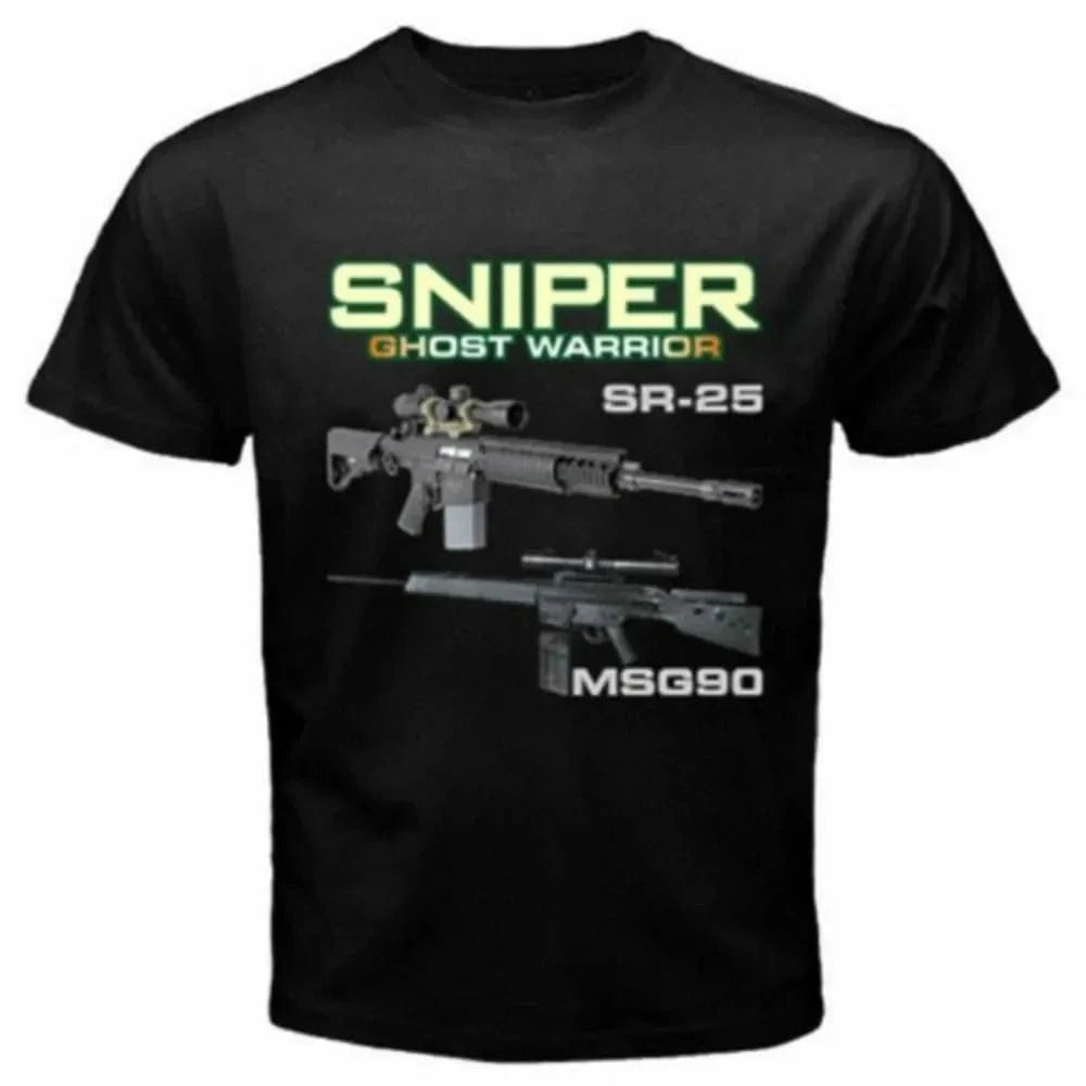 2024Summer Cotton Short Sleeve O-Neck Mens T Shirt New SR-25 Dragunov MSG90 AS50 Sniper Ghost Warrior T-Shirt harajuku Crewneck black / XL