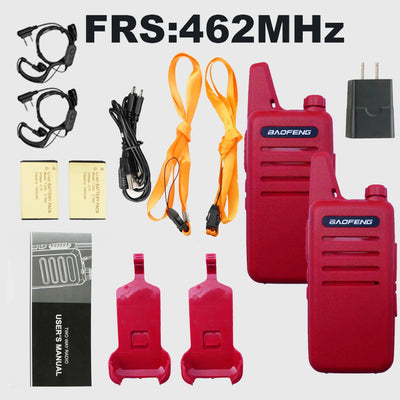 2pcs Baofeng VT-C2 FRS/PMR Hiking Mini Two Way Radio 2 Watt Walkie Talkie for Christmas Gift Red-VT-C2-TK / US