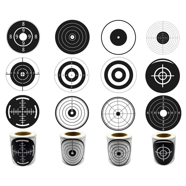 3" Black and White Shooting Target Sticker in 200 Pcs/Roll suitable for target shooting of air pellet gun & Steel or Plastic BBs