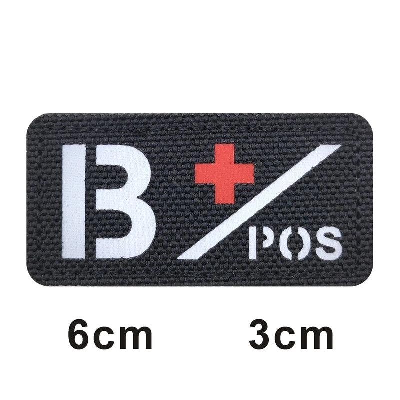3D Reflective Blood Type A+B+O+AB+,A-B-O-AB-POS NEG Positive and Negative militares Backpack Hook and Loop Tactical Badge Parche 684