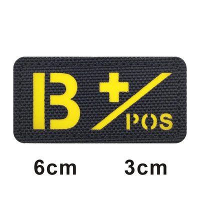 3D Reflective Blood Type A+B+O+AB+,A-B-O-AB-POS NEG Positive and Negative militares Backpack Hook and Loop Tactical Badge Parche 700