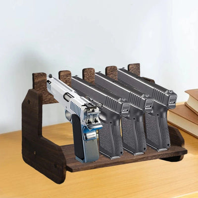 4/6 Slot Pistol Display Stand Wooden Gun Storage Rack Handgun Airsoft Support Holder for Glock/1911/Sig Sauer with Non-Slip Base