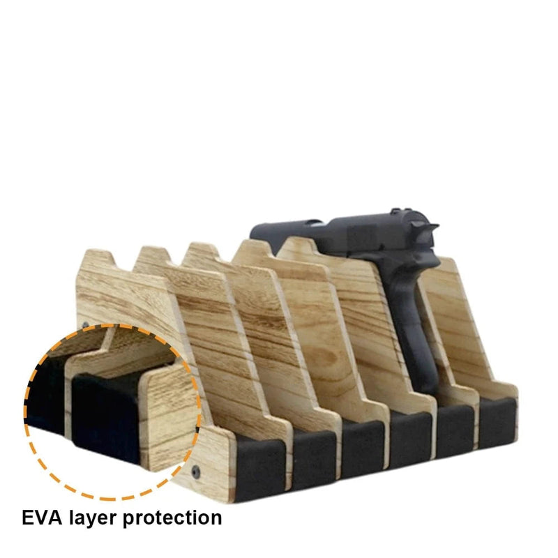4/6 Slot Wooden Pistol Holder Handgun Display Stand Safe Wood Handgun Storage Case Desktop Support Wooden Gun Rack Organizer
