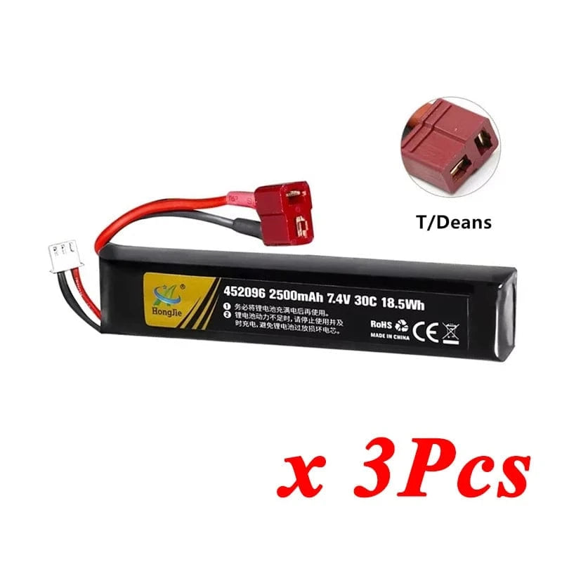7.4V 11.4V 2500mAh 2800mAh Lipo Battery Split Connection for Water Gun 2S 3S Battery for Airsoft BB Air Pistol Electric Toy Guns 2S 2500mAh T 3pcs / CN