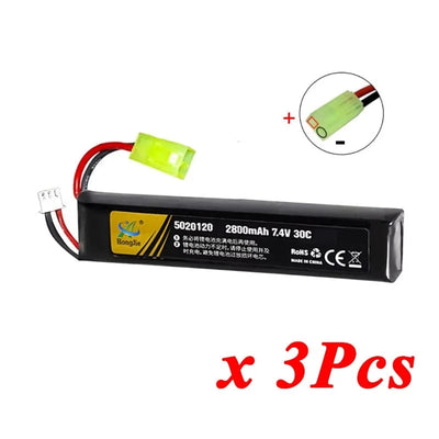 7.4V 11.4V 2500mAh 2800mAh Lipo Battery Split Connection for Water Gun 2S 3S Battery for Airsoft BB Air Pistol Electric Toy Guns 2S 2800mAh OB 3pcs / CN