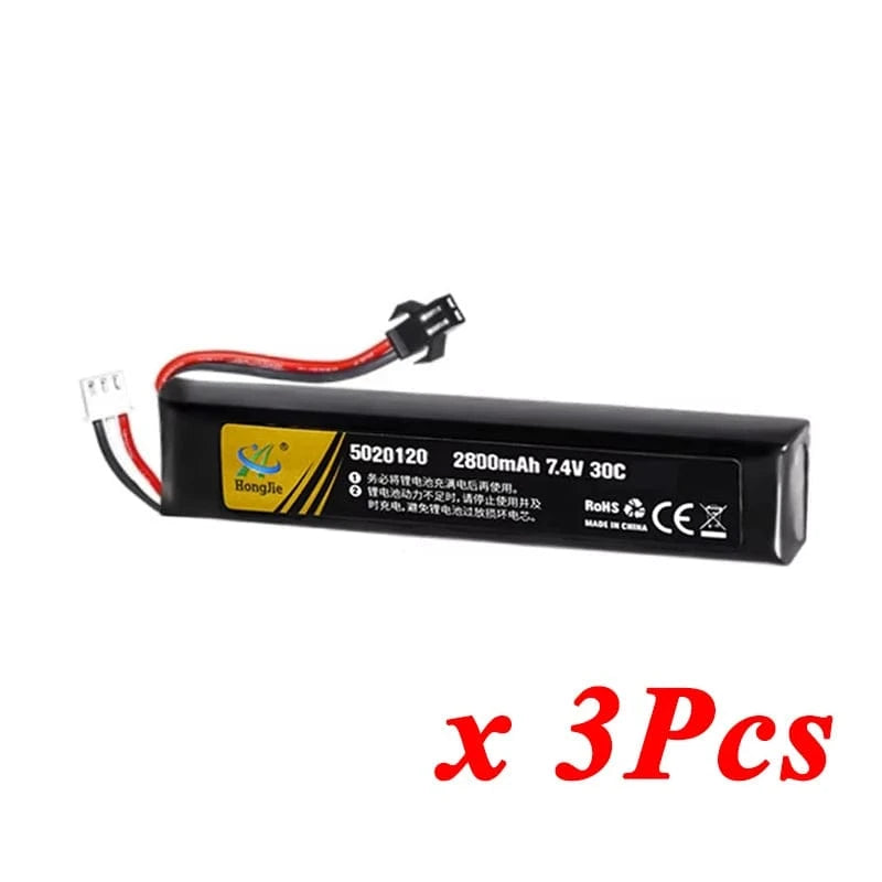 7.4V 11.4V 2500mAh 2800mAh Lipo Battery Split Connection for Water Gun 2S 3S Battery for Airsoft BB Air Pistol Electric Toy Guns 2S 2800mAh SM 3pcs / Russian Federation