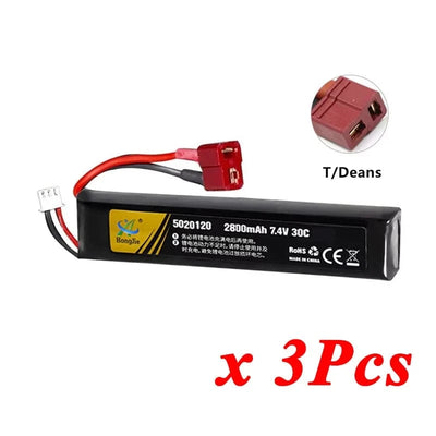 7.4V 11.4V 2500mAh 2800mAh Lipo Battery Split Connection for Water Gun 2S 3S Battery for Airsoft BB Air Pistol Electric Toy Guns 2S 2800mAh T 3pcs / Russian Federation