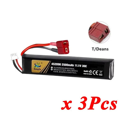 7.4V 11.4V 2500mAh 2800mAh Lipo Battery Split Connection for Water Gun 2S 3S Battery for Airsoft BB Air Pistol Electric Toy Guns 3S 2500mAh T 3pcs / CN