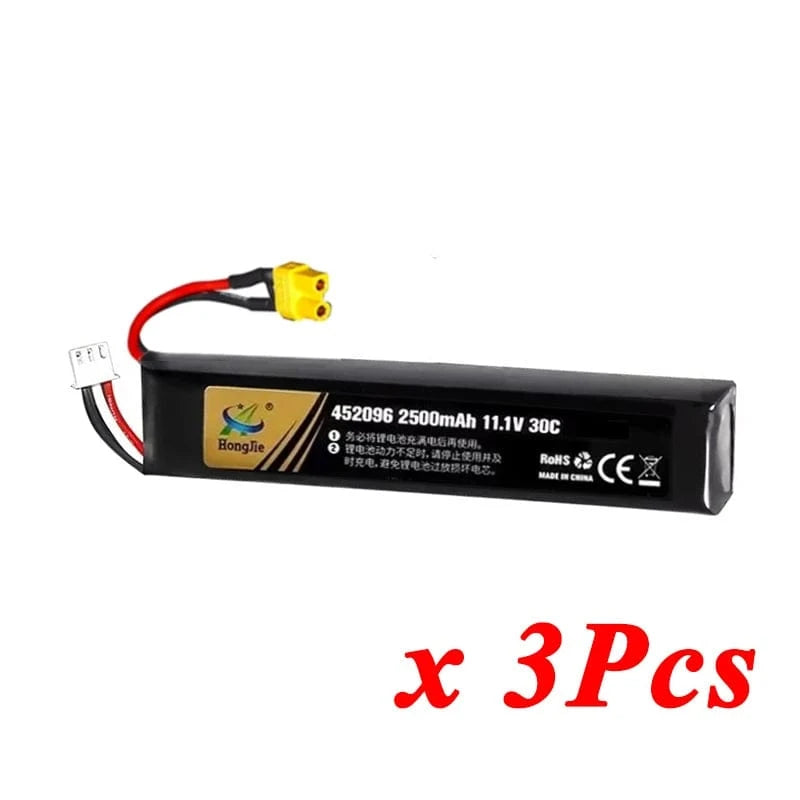 7.4V 11.4V 2500mAh 2800mAh Lipo Battery Split Connection for Water Gun 2S 3S Battery for Airsoft BB Air Pistol Electric Toy Guns 3S 2500mAh XT30 3pcs / CN