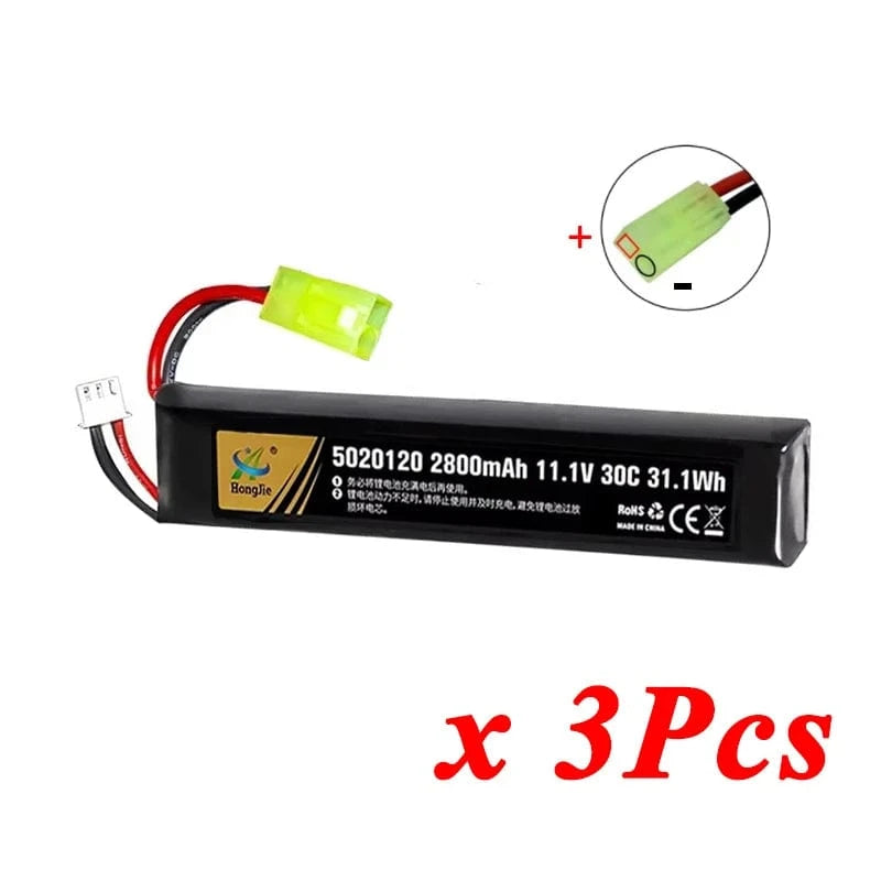 7.4V 11.4V 2500mAh 2800mAh Lipo Battery Split Connection for Water Gun 2S 3S Battery for Airsoft BB Air Pistol Electric Toy Guns 3S 2800mAh OB 3pcs / CN