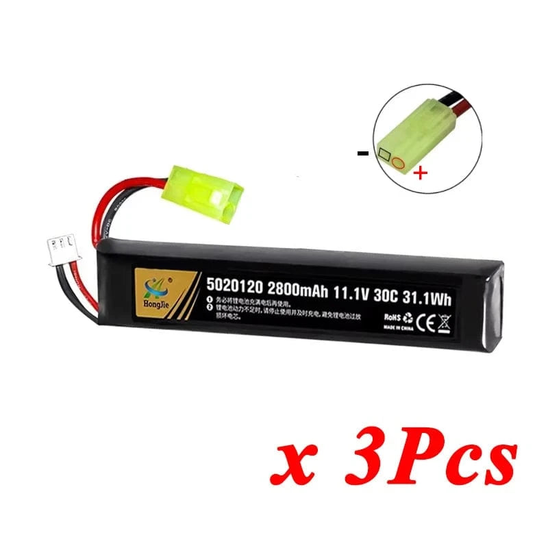 7.4V 11.4V 2500mAh 2800mAh Lipo Battery Split Connection for Water Gun 2S 3S Battery for Airsoft BB Air Pistol Electric Toy Guns 3S 2800mAh OR 3pcs / CN