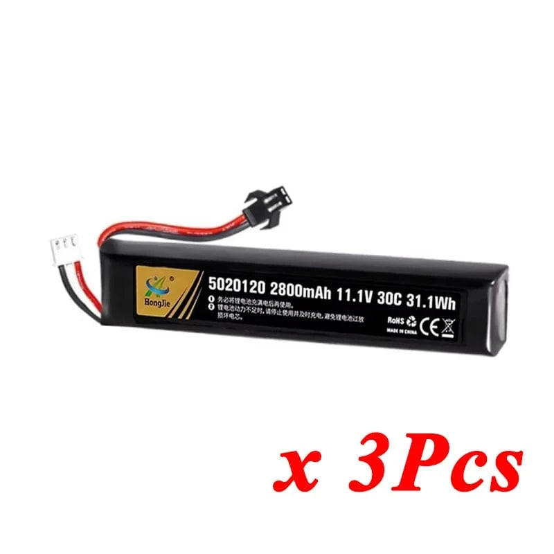 7.4V 11.4V 2500mAh 2800mAh Lipo Battery Split Connection for Water Gun 2S 3S Battery for Airsoft BB Air Pistol Electric Toy Guns 3S 2800mAh SM 3pcs / CN