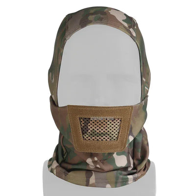 Cagoule tactique en maille, masque respirant pour la chasse, la randonnée, le cyclisme, le sport, le tir CS, Protection complète du visage, doublure de casque camouflage