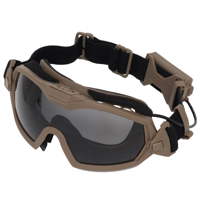 Lunettes tactiques Anti-buée Ski Airsoft CS lunettes de protection Transparent noir 2 lentilles Motocross lunettes Anti-poussière avec Micro ventilateur