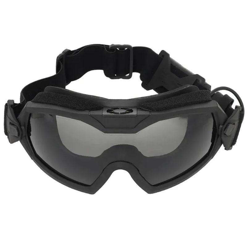 Lunettes tactiques Anti-buée Ski Airsoft CS lunettes de protection Transparent noir 2 lentilles Motocross lunettes Anti-poussière avec Micro ventilateur GG-MA-122 BLACK